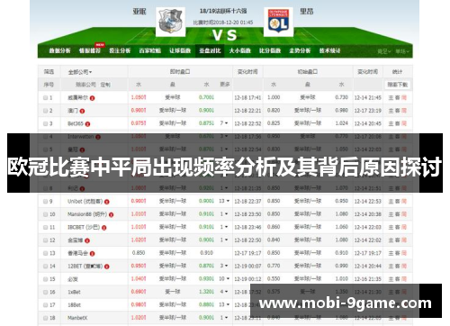 欧冠比赛中平局出现频率分析及其背后原因探讨